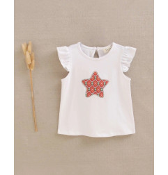 Camiseta de bebé blanca con dibujo de estrella-Dadati