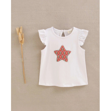Camiseta de bebé blanca con dibujo de estrella-Dadati