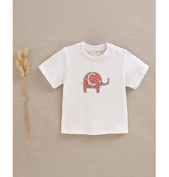 Camiseta de bebé blanca con dibujo de elefante-Dadati