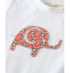 Camiseta de bebé blanca con dibujo de elefante-Dadati