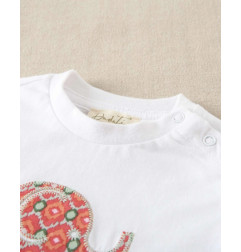 Camiseta de bebé blanca con dibujo de elefante-Dadati