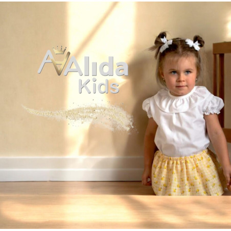 Camisa niña blanca cuello volante-Alida Kids