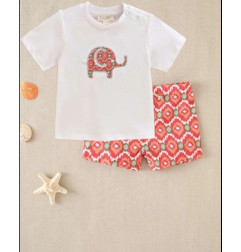 Set Camiseta de bebé blanca con dibujo de elefante y boxer-Dadati