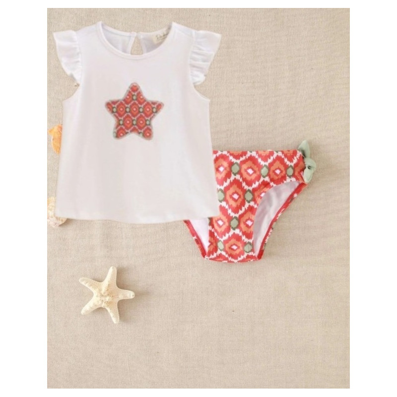Set Camiseta de bebé blanca con dibujo de estrella y culetín-Dadati Set Camiseta de bebé blanca con dibujo de estrella y culetín-Dadati