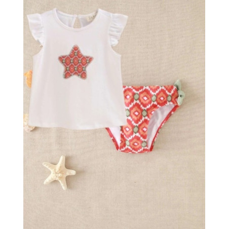 Set Camiseta de bebé blanca con dibujo de estrella y culetín-Dadati