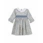 Vestido Monte Cuello Volante Azul-Tartaleta