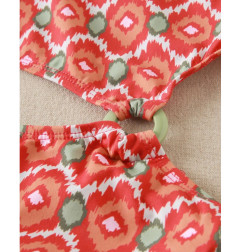 Trikini de niña con estampado geometrico y detalle en la cintura-Dadati