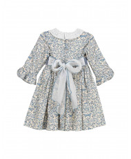 Vestido Monte Cuello Volante Azul-Tartaleta