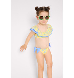 Bikini niña detalle volante y lazos estampado tortugas -Ysabel Mora