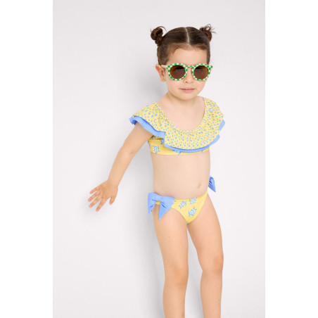 Bikini niña detalle volante y lazos estampado tortugas -Ysabel Mora