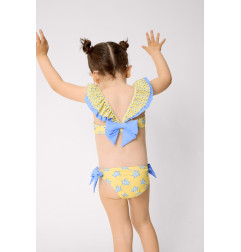 Bikini niña detalle volante y lazos estampado tortugas -Ysabel Mora