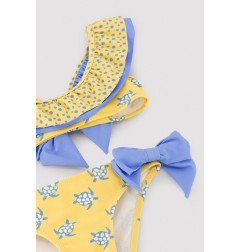 Bikini niña detalle volante y lazos estampado tortugas -Ysabel Mora