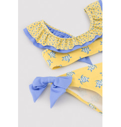 Bikini niña detalle volante y lazos estampado tortugas -Ysabel Mora