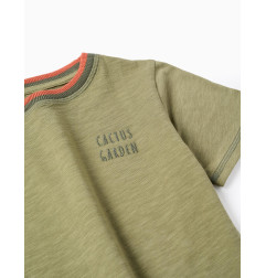 Camiseta de algodón con bordado Cactus Garden para niño, verde-Zippy