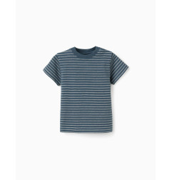 Camiseta de algodón con rayas jacquard para niño, azul/beige-Zippy