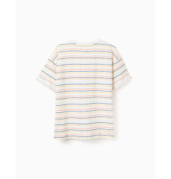 Camiseta de algodón a rayas con bolsillo para niño, multicolor-Zippy