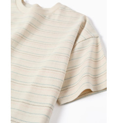 Camiseta de algodón con rayas jacquard para niño, beige claro-Zippy