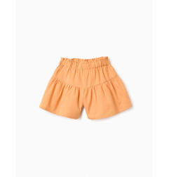 Pantalón corto de algodón paperbag con forro para niña, naranja-Zippy
