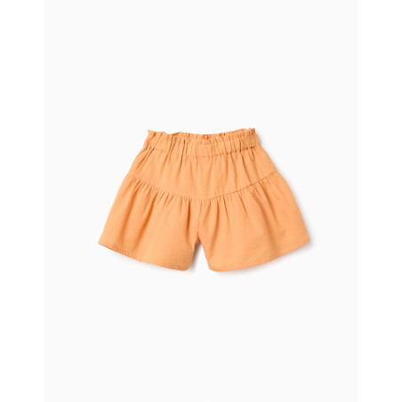 Pantalón corto de algodón paperbag con forro para niña, naranja-Zippy