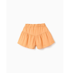 Pantalón corto de algodón paperbag con forro para niña, naranja-Zippy