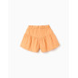 Pantalón corto de algodón paperbag con forro para niña, naranja-Zippy