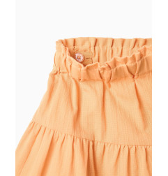 Pantalón corto de algodón paperbag con forro para niña, naranja-Zippy