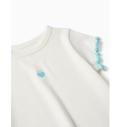 Camiseta acanalada con extremos ondulados para niña, blanco/azul-Zippy