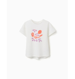 Camiseta de algodón con estampado de conchas para niña, blanco-Zippy