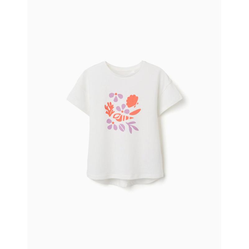 Camiseta de algodón con estampado de conchas para niña, blanco-Zippy