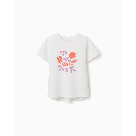Camiseta de algodón con estampado de conchas para niña, blanco-Zippy