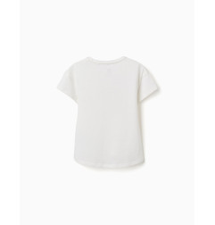 Camiseta de algodón con estampado de conchas para niña, blanco-Zippy