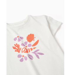 Camiseta de algodón con estampado de conchas para niña, blanco-Zippy