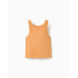 Camiseta acanalada sin mangas con flor bordada para niña, naranja-Zippy