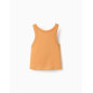 Camiseta acanalada sin mangas con flor bordada para niña, naranja-Zippy