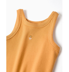 Camiseta acanalada sin mangas con flor bordada para niña, naranja-Zippy