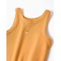 Camiseta acanalada sin mangas con flor bordada para niña, naranja-Zippy