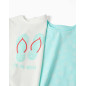 Pack 2 camisetas de algodón con estampados veraniegos para niña, azul/blanco-Zippy