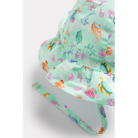 Gorro de playa bebé ala ondulada estampado fauna marina-Ysabel Mora