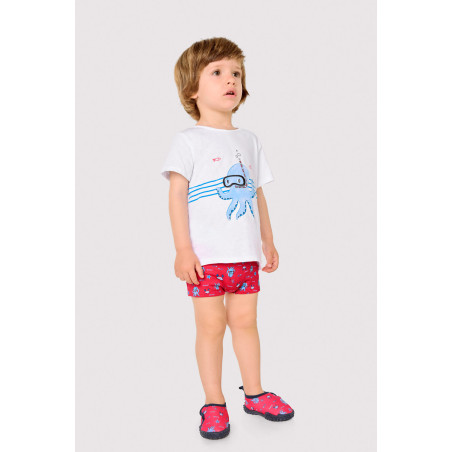 Conjunto camiseta y bañador bóxer bebé estampado pulpos-Ysabel Mora