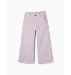 Pantalón ancho de sarga con cuatro bolsillos para niña, lila claro-Zippy