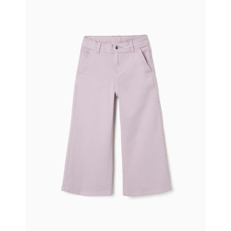 Pantalón ancho de sarga con cuatro bolsillos para niña, lila claro-Zippy