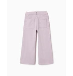 Pantalón ancho de sarga con cuatro bolsillos para niña, lila claro-Zippy