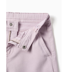 Pantalón ancho de sarga con cuatro bolsillos para niña, lila claro-Zippy
