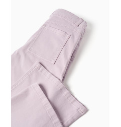 Pantalón ancho de sarga con cuatro bolsillos para niña, lila claro-Zippy