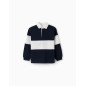 Sudadera con cuello polo y colour block para niño, blanco/azul marino-Zippy