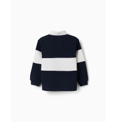 Sudadera con cuello polo y colour block para niño, blanco/azul marino-Zippy