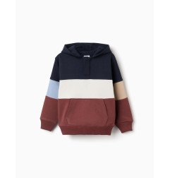 Sudadera de felpa con capucha y bloque de colores para niño, multicolor-Zippy