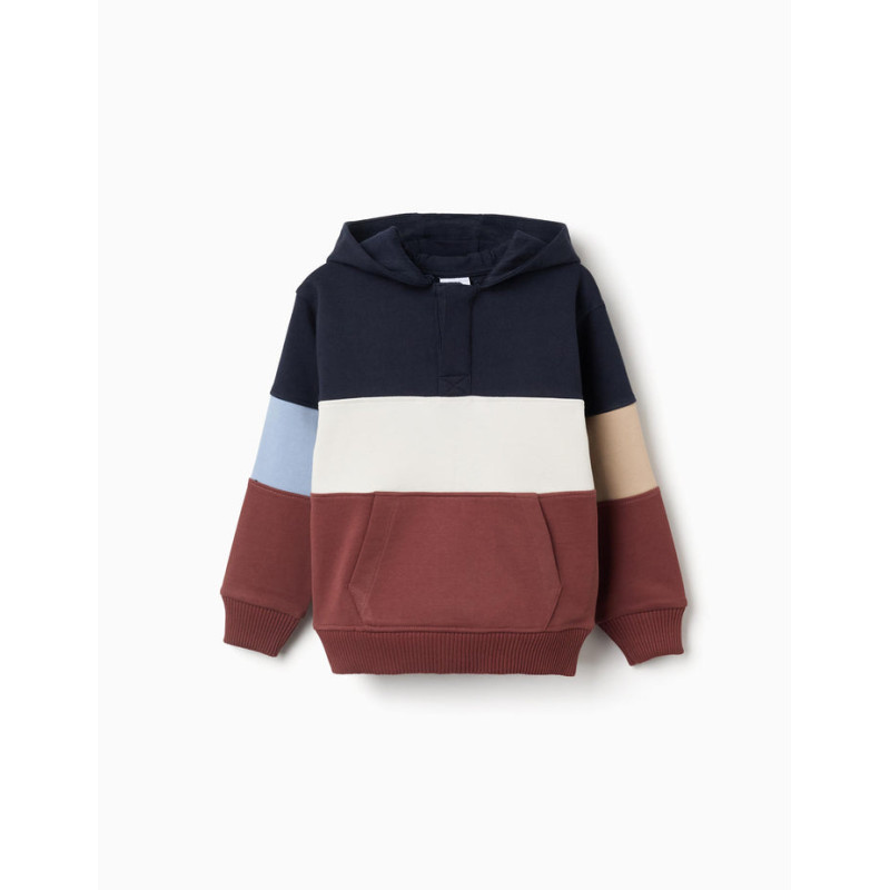 Sudadera de felpa con capucha y bloque de colores para niño, multicolor-Zippy