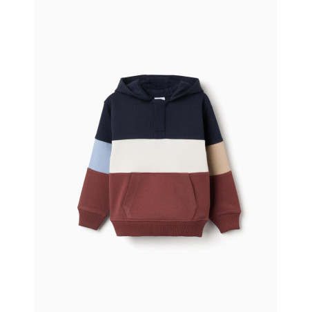 Sudadera de felpa con capucha y bloque de colores para niño, multicolor-Zippy