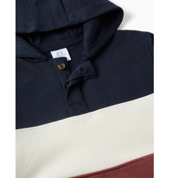 Sudadera de felpa con capucha y bloque de colores para niño, multicolor-Zippy